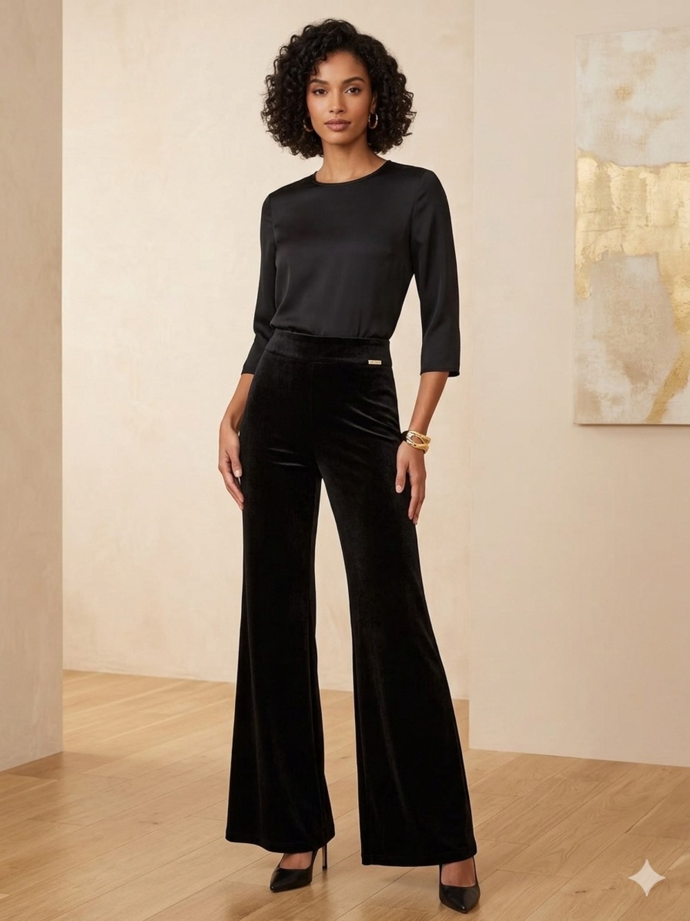 Flying Tomato Black Flared Bootcut Pants
